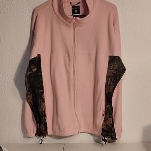 Women's Pink Fleece Jacket with Camouflage Accents Zipper XL